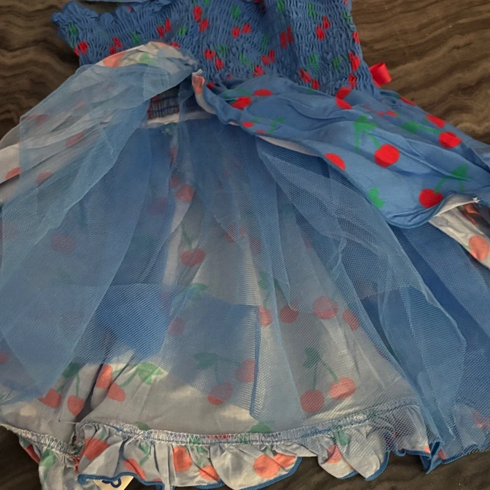 Oodles Blue Cherry Dog Dress